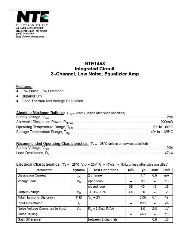 <?=NTE1453?> डेटा पत्रक पीडीएफ