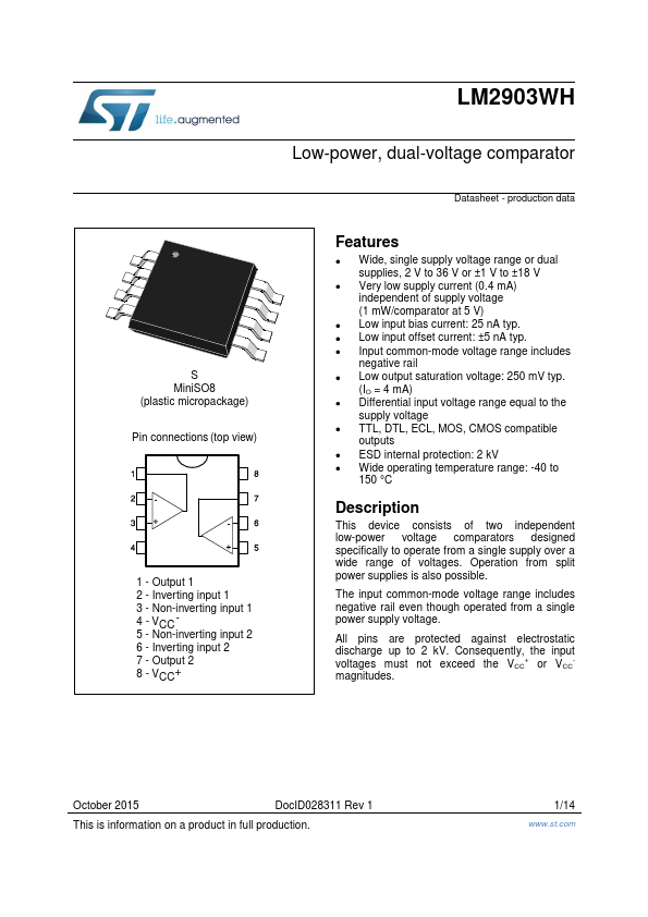 LM2903WH STMicroelectronics