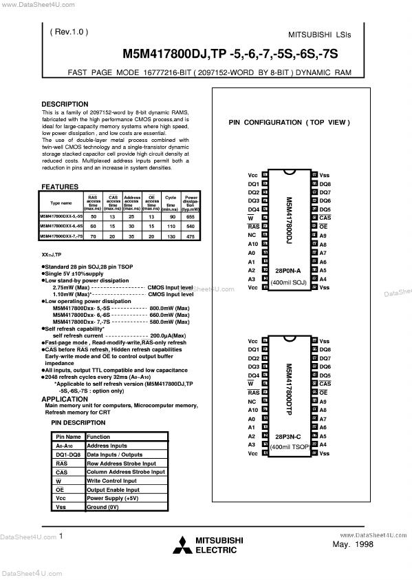 M5M417800DTP-6 Mitsubishi