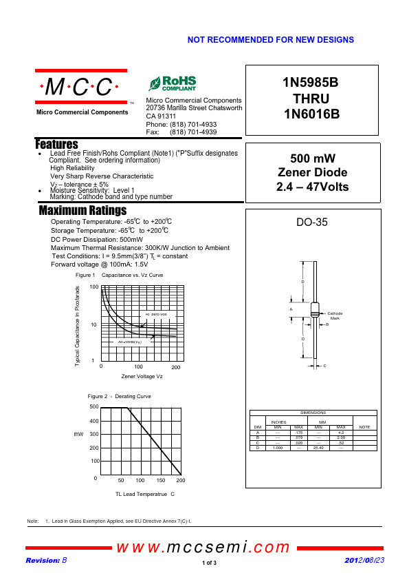 1N6016B MCC