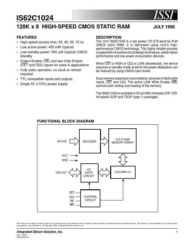 IS62C1024 ISSI