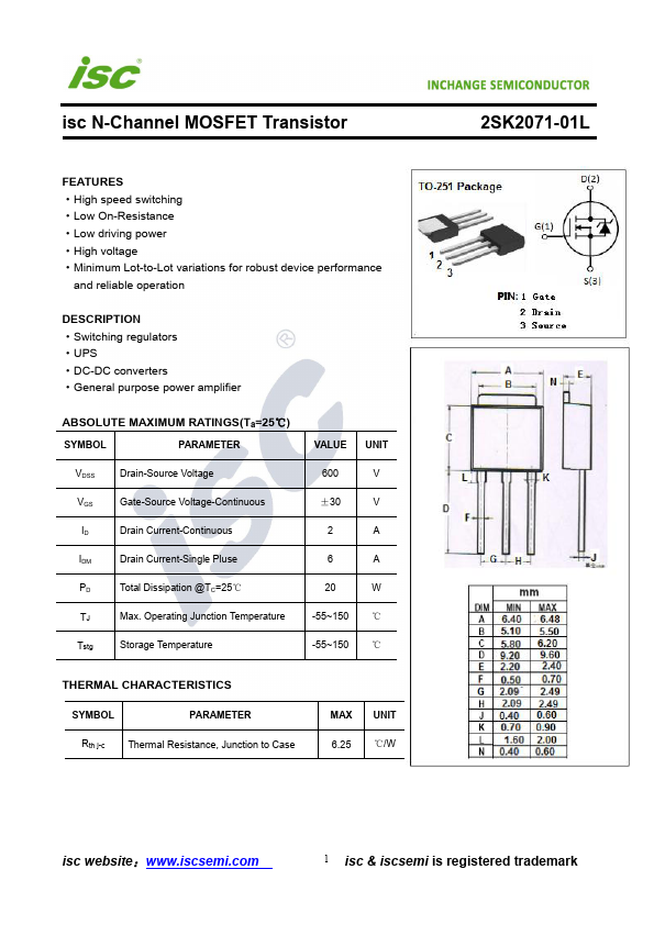 2SK2071-01L INCHANGE