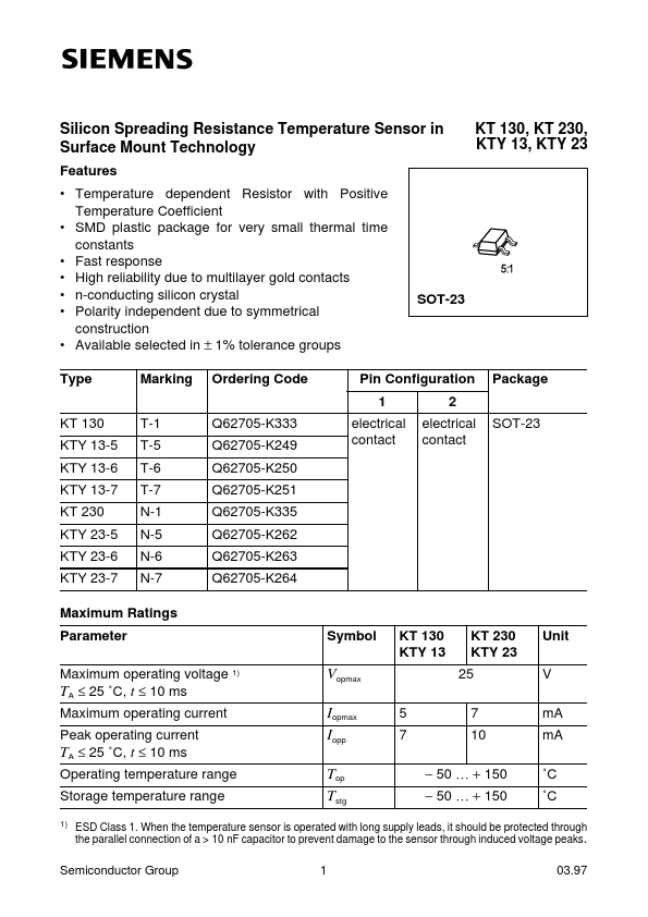 KTY13-7 Siemens Semiconductor Group