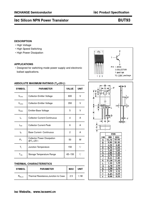 BUT93 Inchange Semiconductor