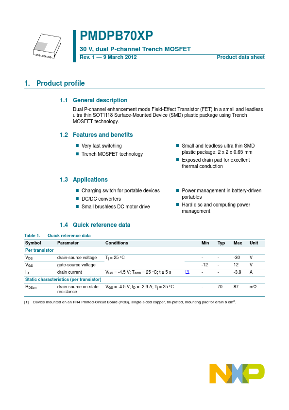 PMDPB70XP NXP Semiconductors
