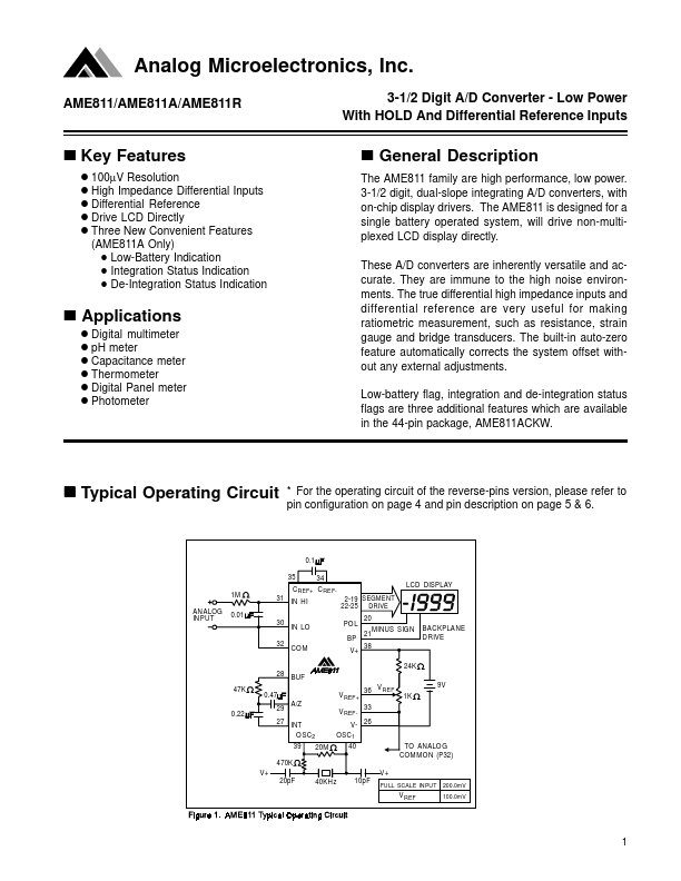 AME811R Analog Microelectronics