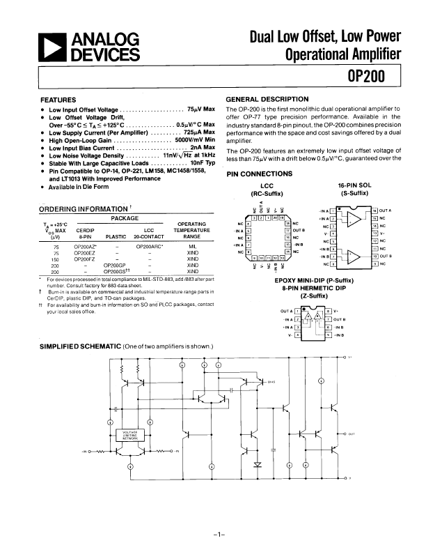 OP-200 Analog Devices