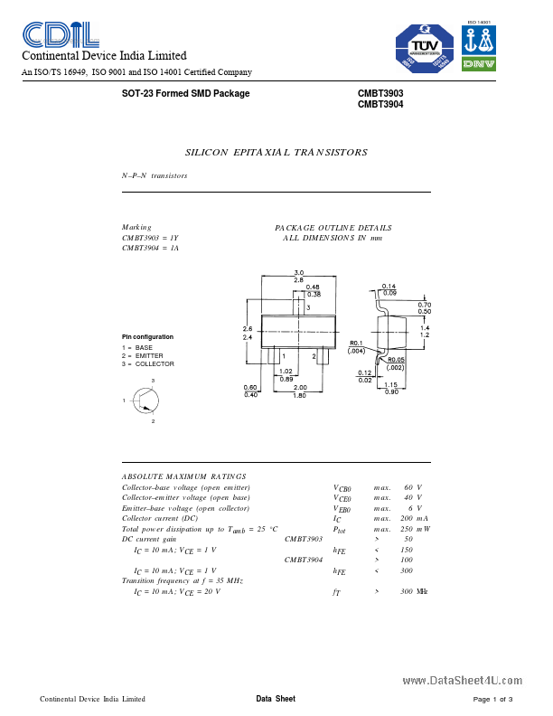 CMBT3903 CDIL