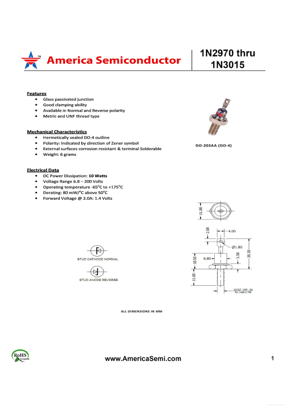 1N3007 America Semiconductor