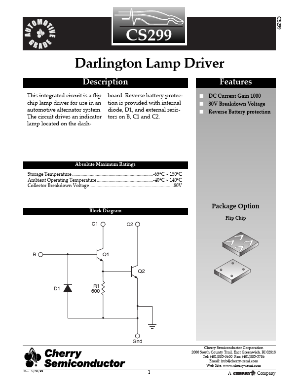CS299 Cherry Semiconductor Corporation