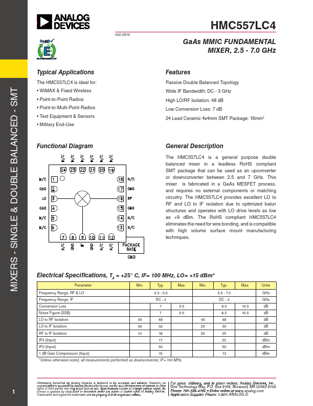 HMC557LC4 Analog Devices