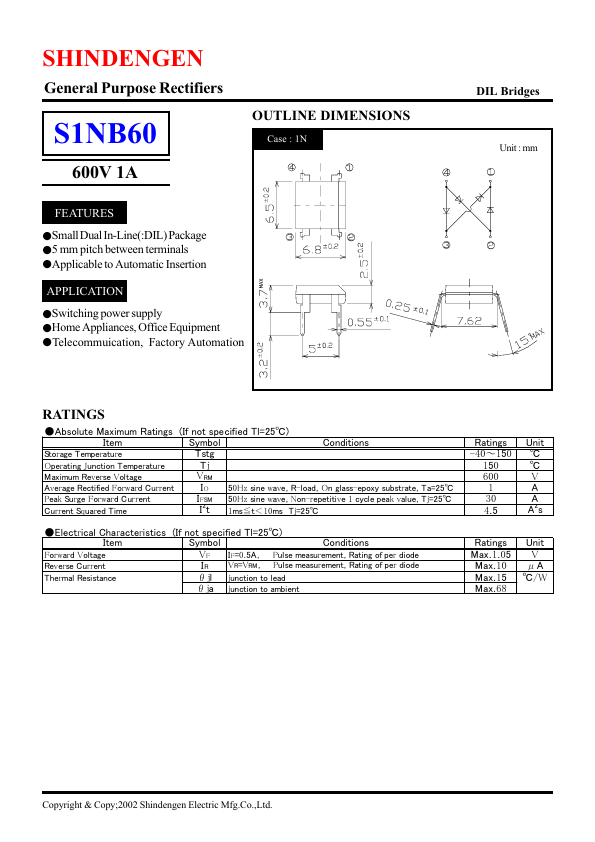 S1NB60 Shindengen Electric Mfg.Co.Ltd