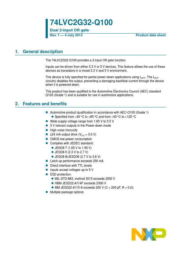 74LVC2G32-Q100 NXP