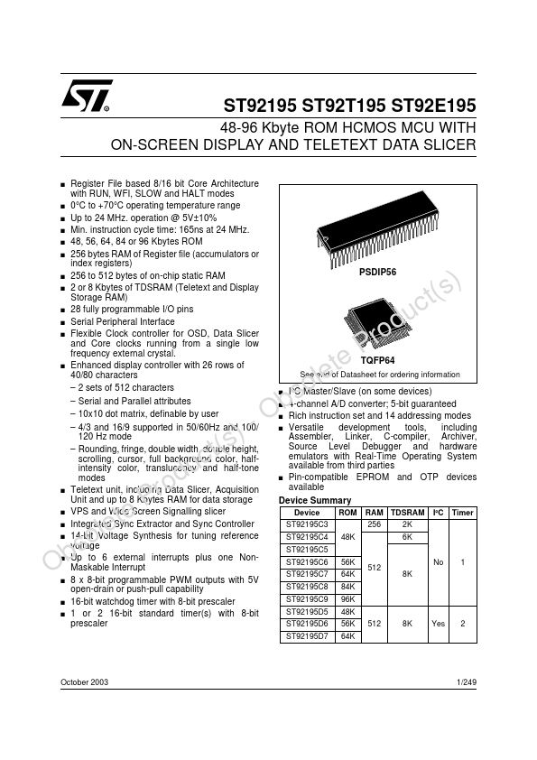 ST92195C7 STMicroelectronics