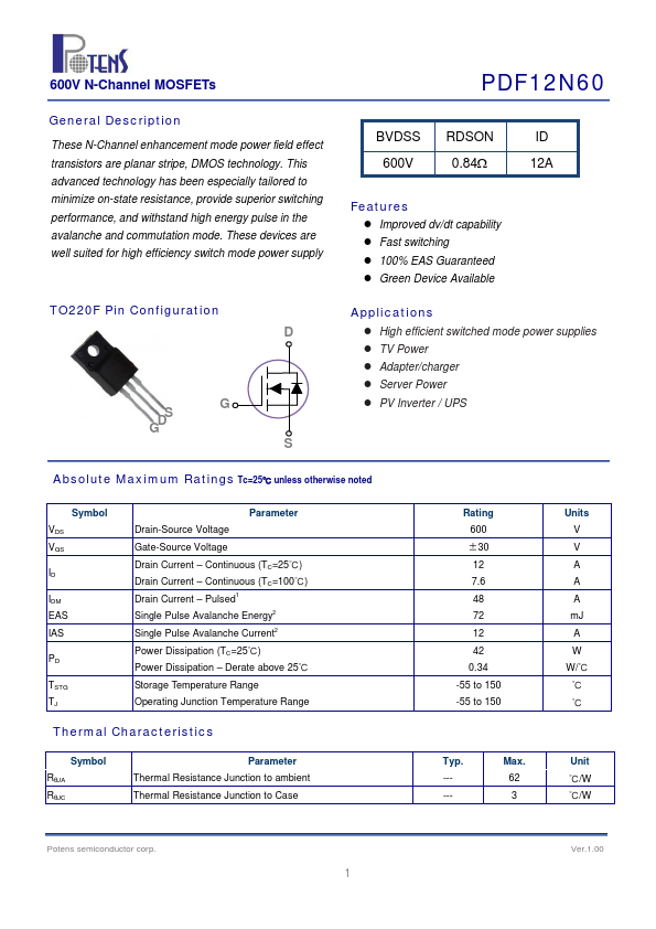 PDF12N60