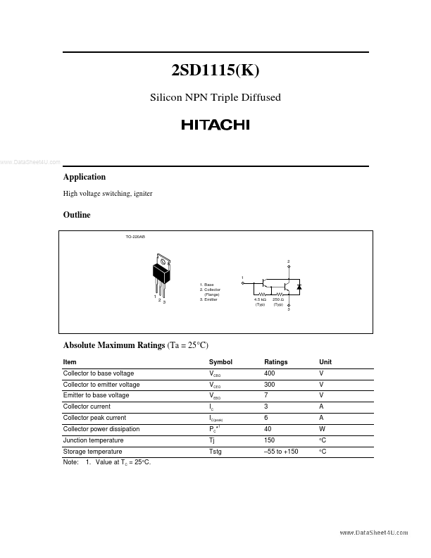 2SD1115K Hitachi Semiconductor