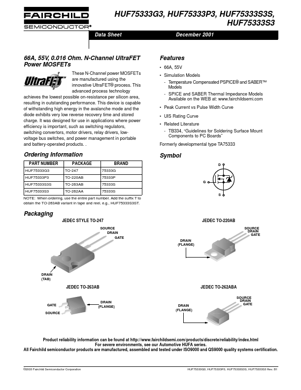 HUF75333S3 Fairchild Semiconductor