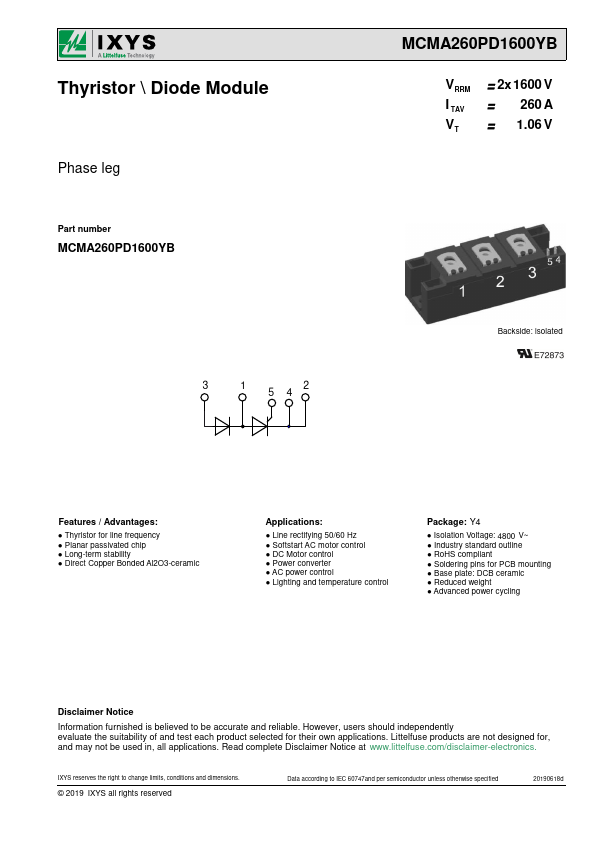 <?=MCMA260PD1600YB?> डेटा पत्रक पीडीएफ