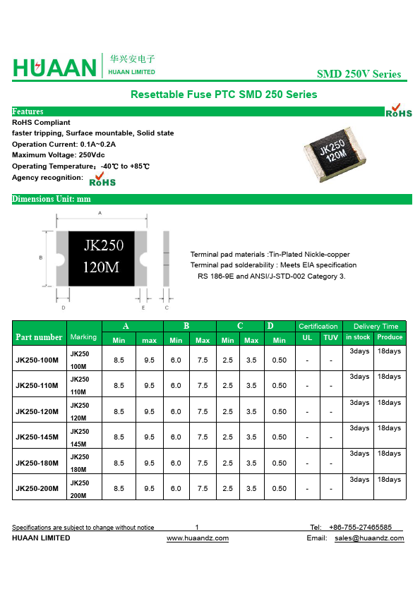 <?=JK250-100M?> डेटा पत्रक पीडीएफ