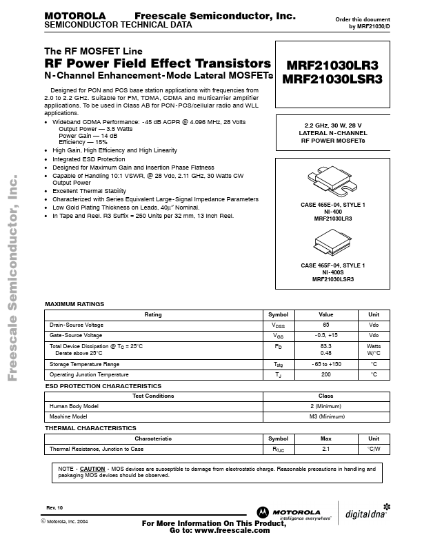 <?=MRF21030LSR3?> डेटा पत्रक पीडीएफ