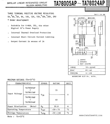 <?=TA78008AP?> डेटा पत्रक पीडीएफ