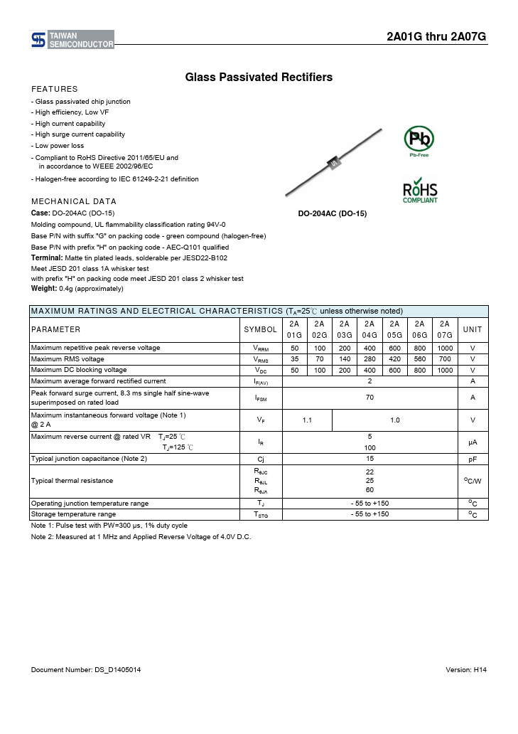 2A01G Taiwan Semiconductor