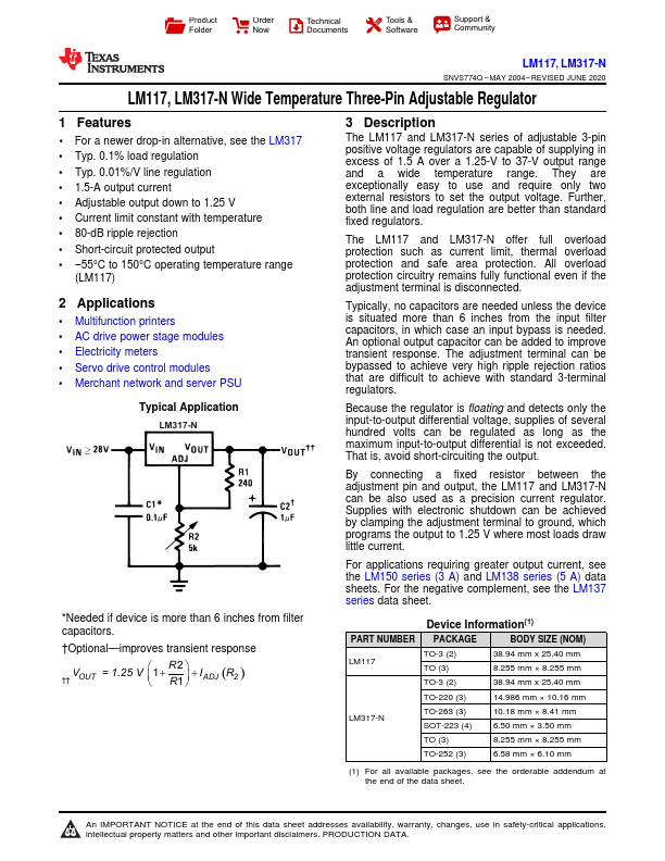 LM317-N Texas Instruments