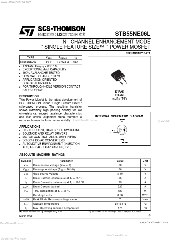 <?=STB55NE06L?> डेटा पत्रक पीडीएफ