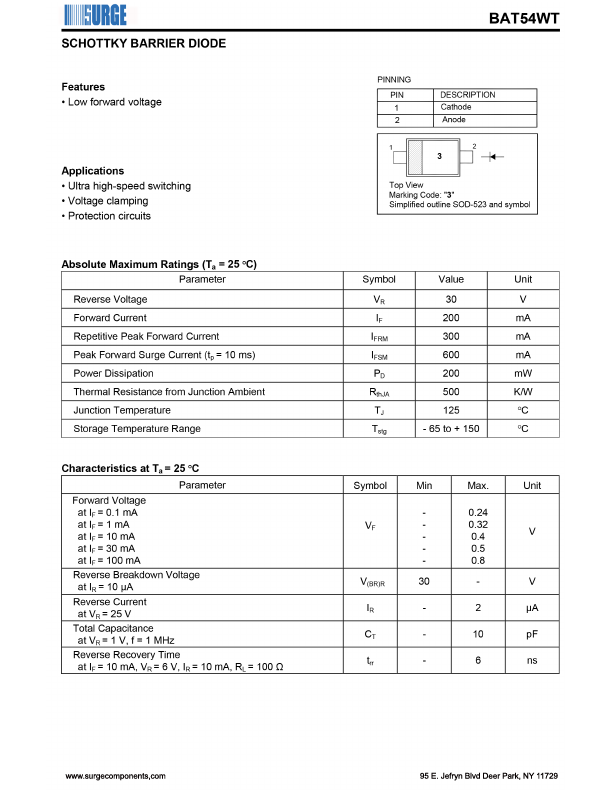 BAT54WT SURGE