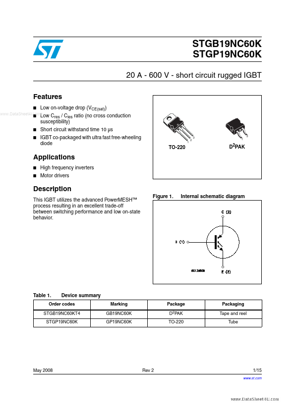 STGP19NC60K STMicroelectronics