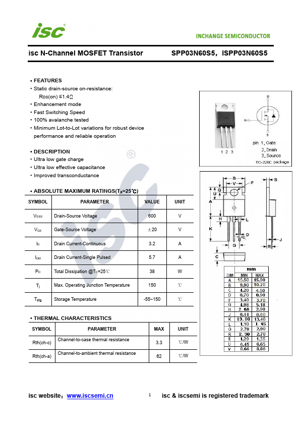 SPP03N60S5