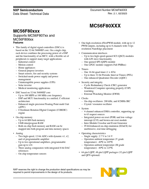 MC56F80723VLC