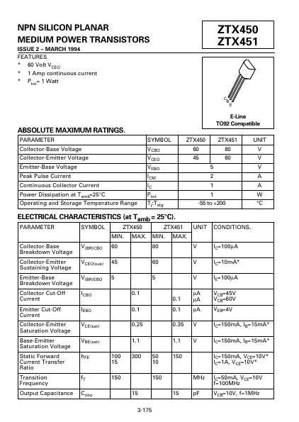 ZTX450 Zetex Semiconductors