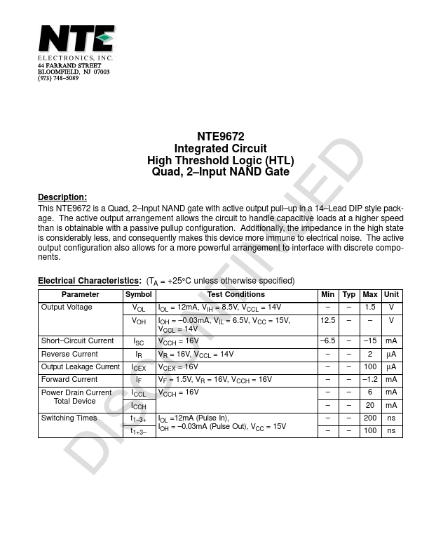 NTE9672 NTE Electronics