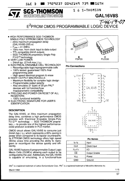 GAL16V8S ST Microelectronics