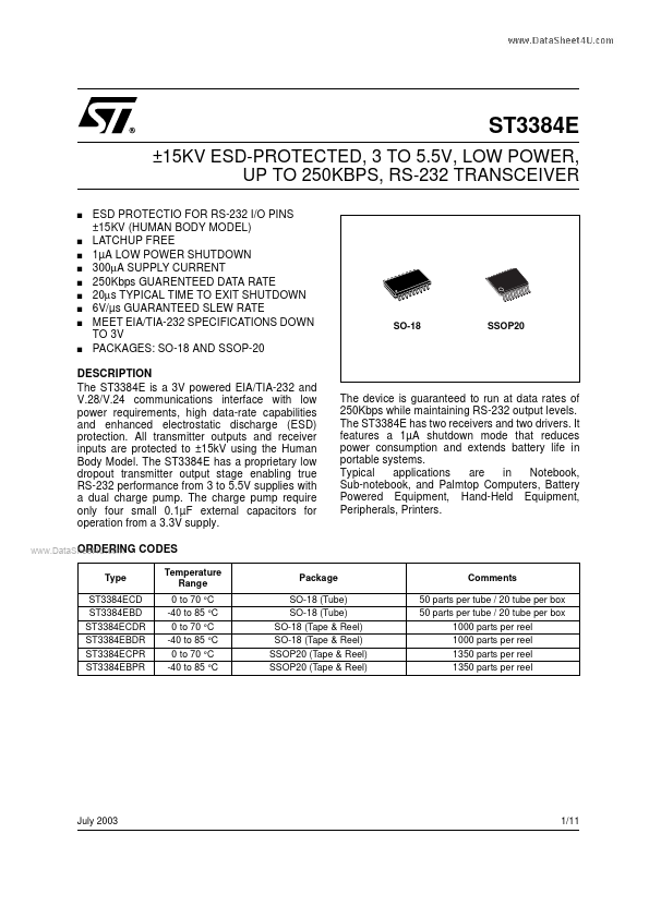 <?=ST3384E?> डेटा पत्रक पीडीएफ