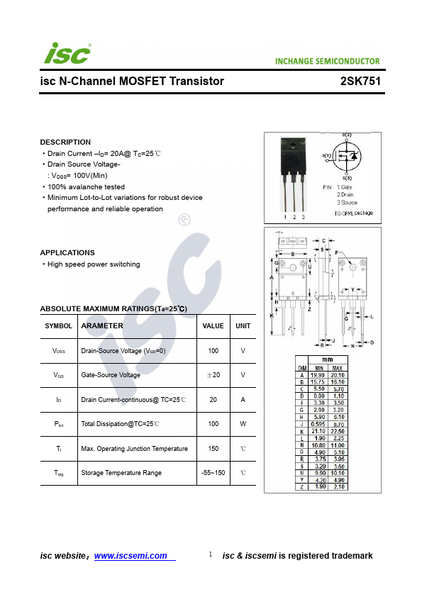 2SK751 Inchange Semiconductor