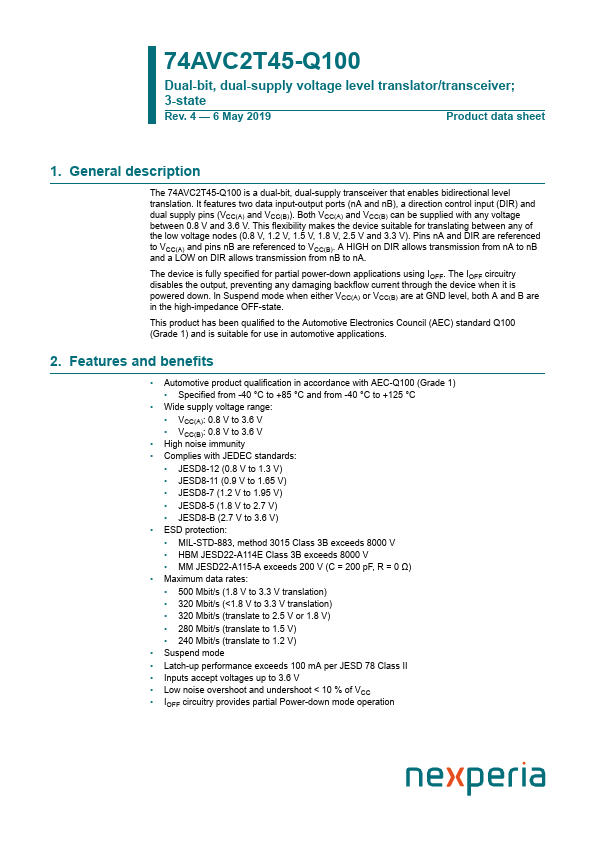 74AVC2T45-Q100 nexperia