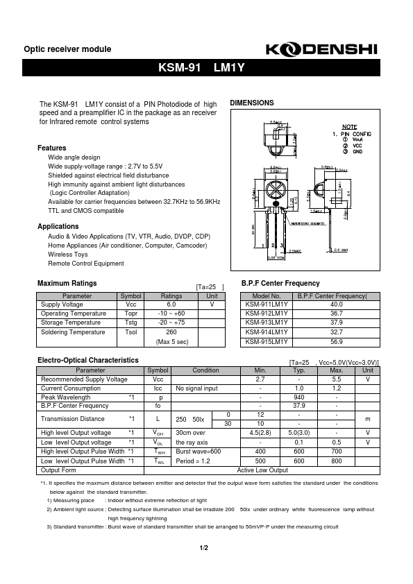 <?=KSM-912LM1Y?> डेटा पत्रक पीडीएफ