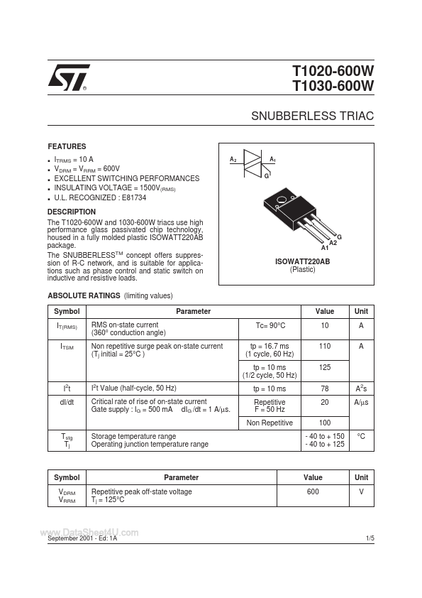 T1020-600W ST Microelectronics