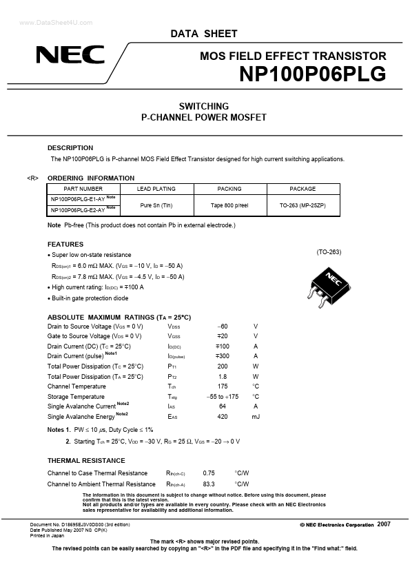 <?=NP100P06PLG?> डेटा पत्रक पीडीएफ