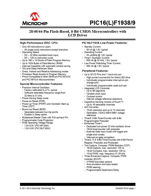 PIC16LF1938 Microchip Technology