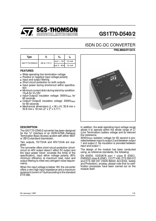 GS1T70-D540 STMicroelectronics