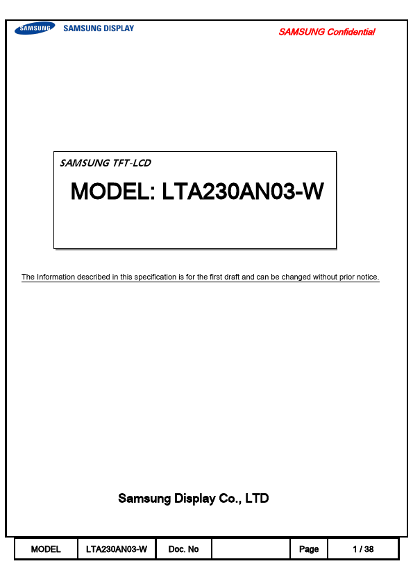 <?=LTA230AN03-W?> डेटा पत्रक पीडीएफ