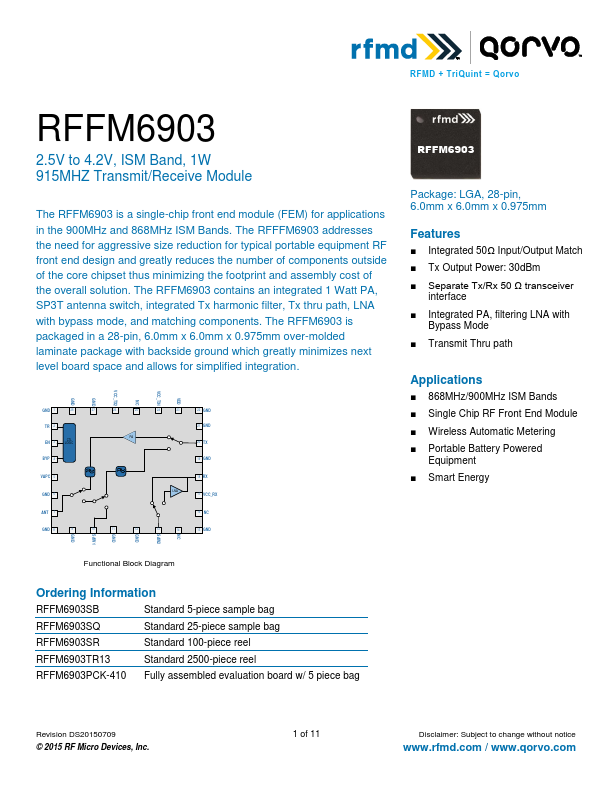 RFFM6903 RF Micro Devices
