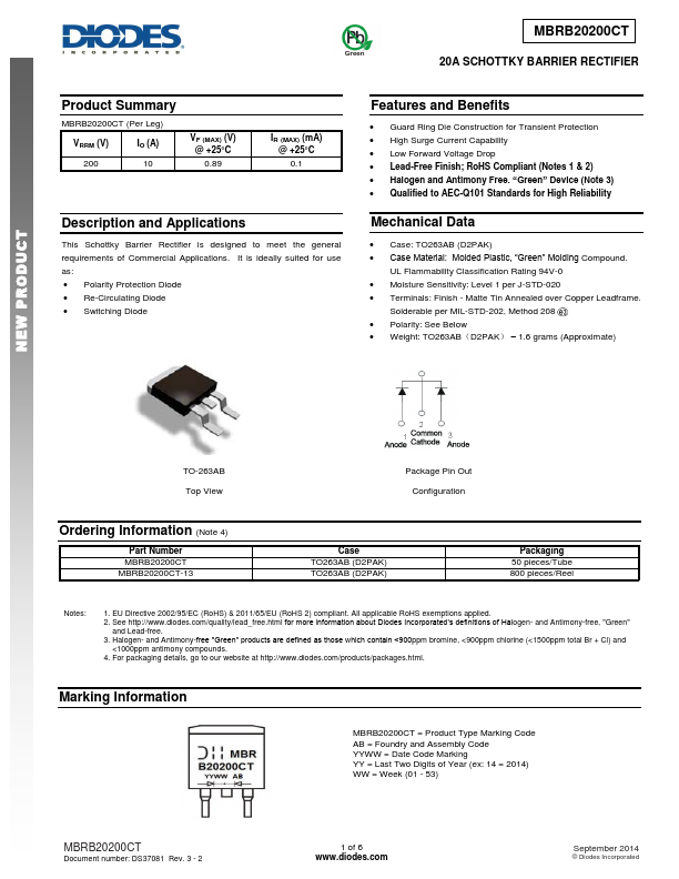 MBRB20200CT Diodes