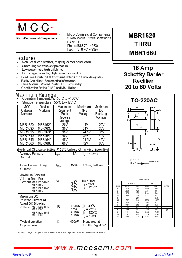 MBR1635 MCC