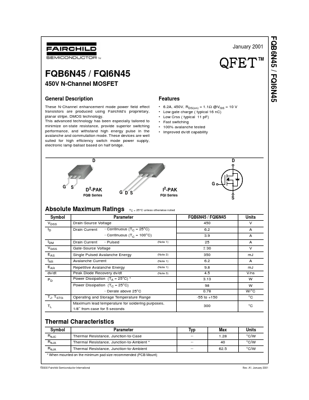 FQI6N45 Fairchild Semiconductor