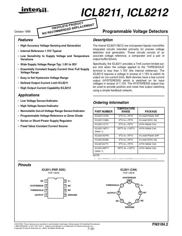 ICL8211 Intersil