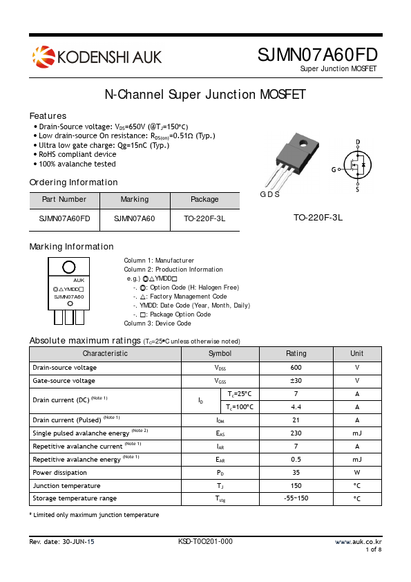 <?=SJMN07A60FD?> डेटा पत्रक पीडीएफ